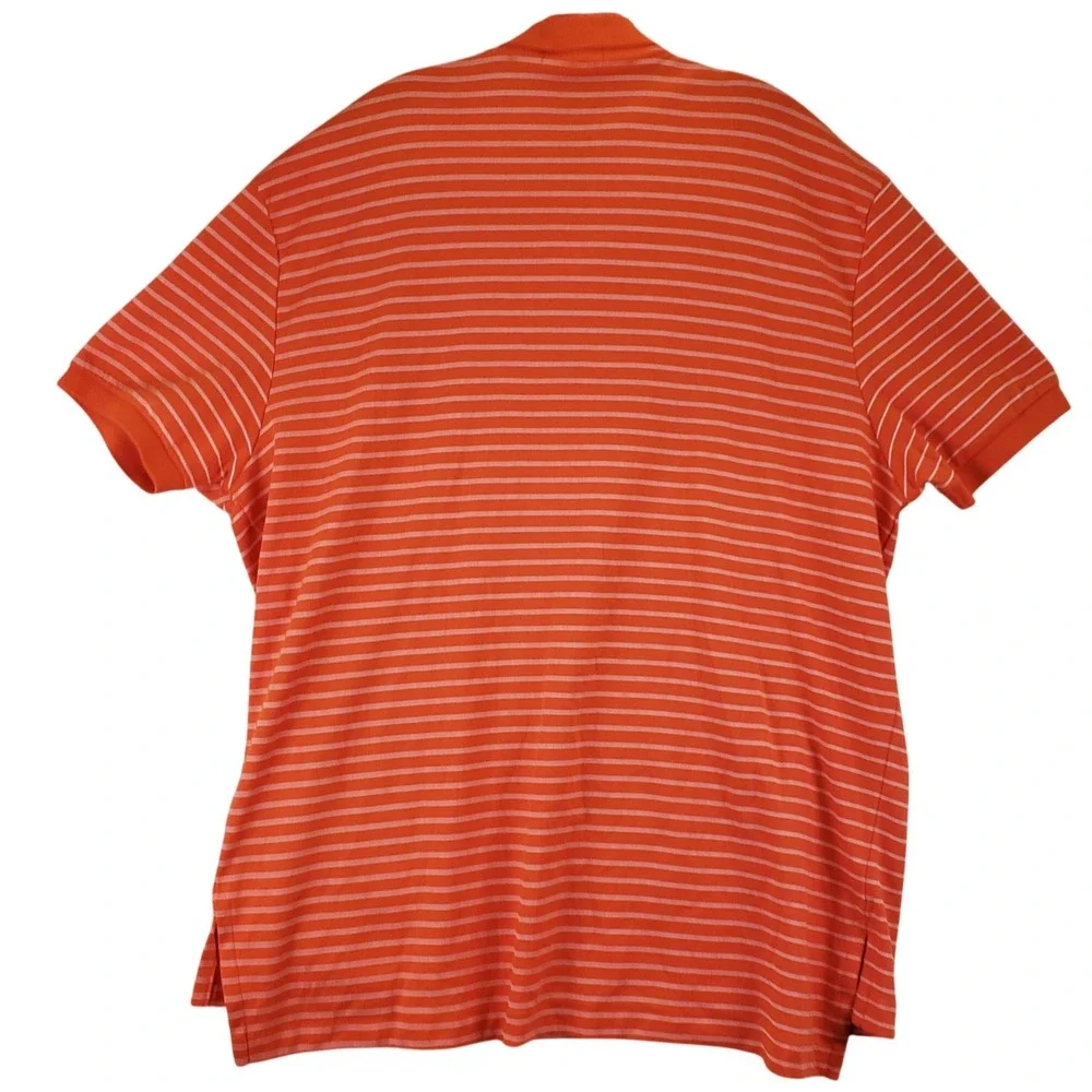 Polo Ralph Lauren Classic Fit Polo Shirt Mens XL Orange Striped Preppy Casual